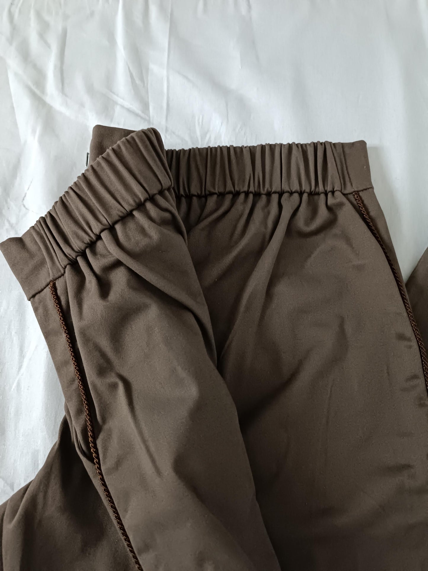 Pantalon marron taille haute longueur cheville