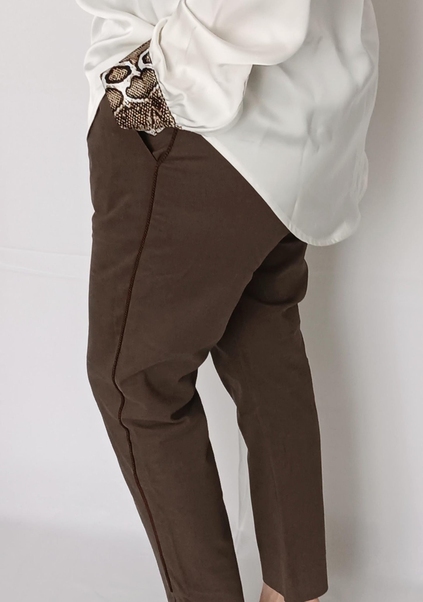 Pantalon marron taille haute longueur cheville