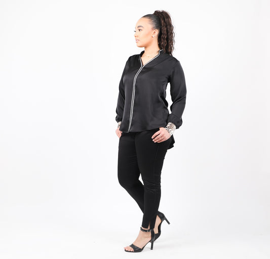 Pantalon noir élégant 7/8 pour femme