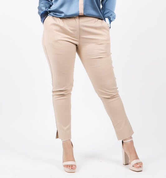 Pantalon beige taille haute longueur cheville