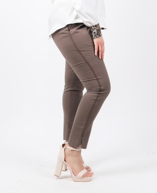 Pantalon marron taille haute longueur cheville